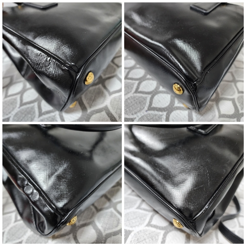 Prada Saffiano Patent Leather Galleria Double Zip Small Tote Black - Picture 14 of 16